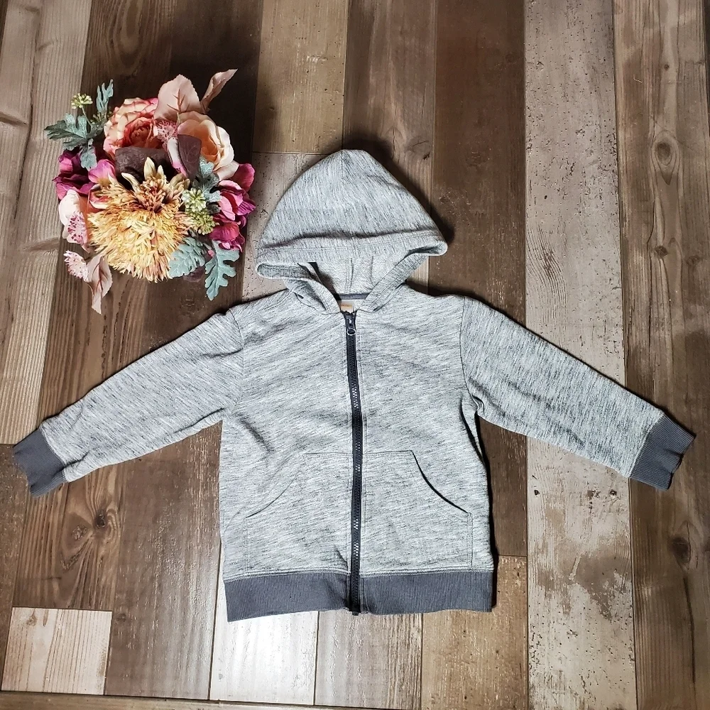 Gymboree Heathered Gray Full Zip-Up Hoodie Size 4T Toddler